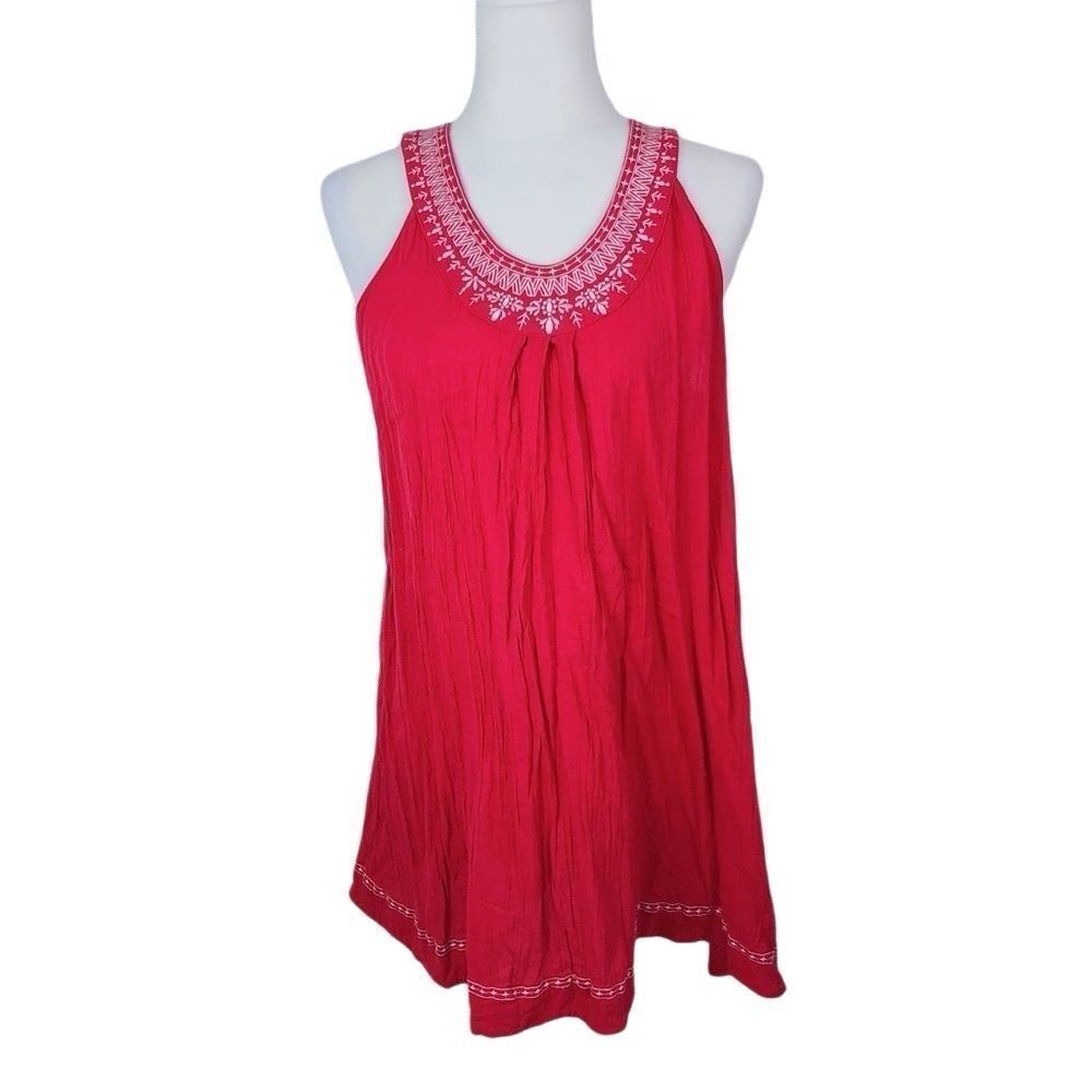 Oscar de la Renta x Neiman Marcus Red Embroidered Sundress - Size M